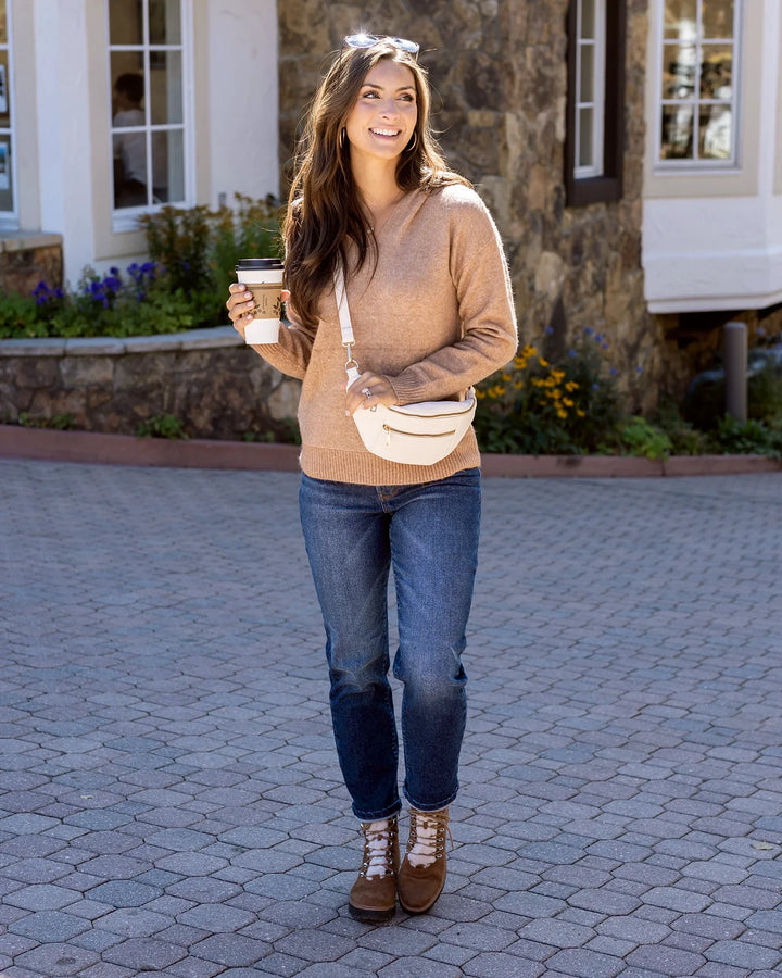 Grace and Lace | So Soft Knit Sweater Hoodie | Camel