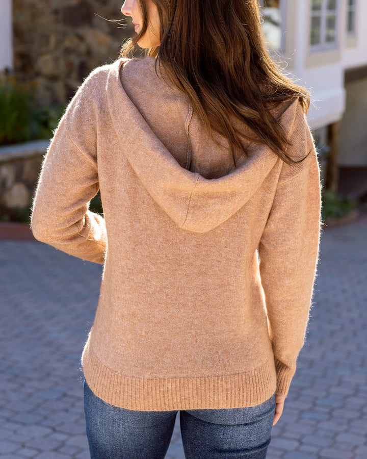 Grace and Lace | So Soft Knit Sweater Hoodie | Camel