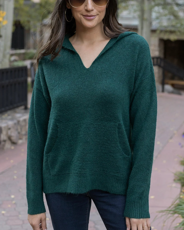 Grace and Lace | So Soft Knit Sweater Hoodie | Deep Green