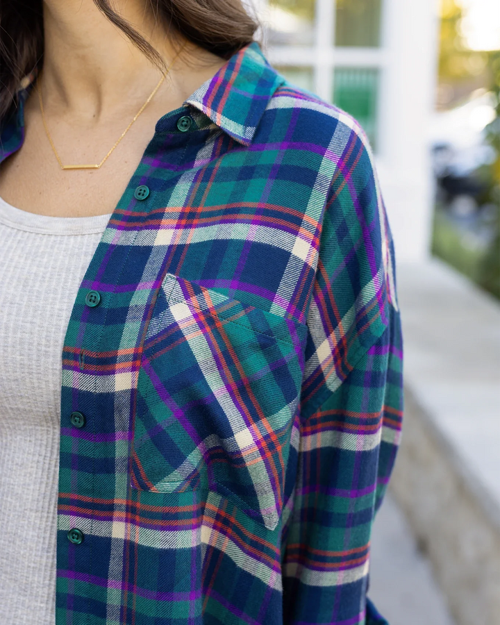 Grace and Lace | Soft Brushed Spring Plaid Shirt | Jewel Plaid