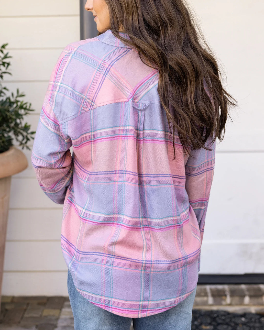 Grace and Lace | Soft Brushed Spring Plaid Shirt | Pink Plaid