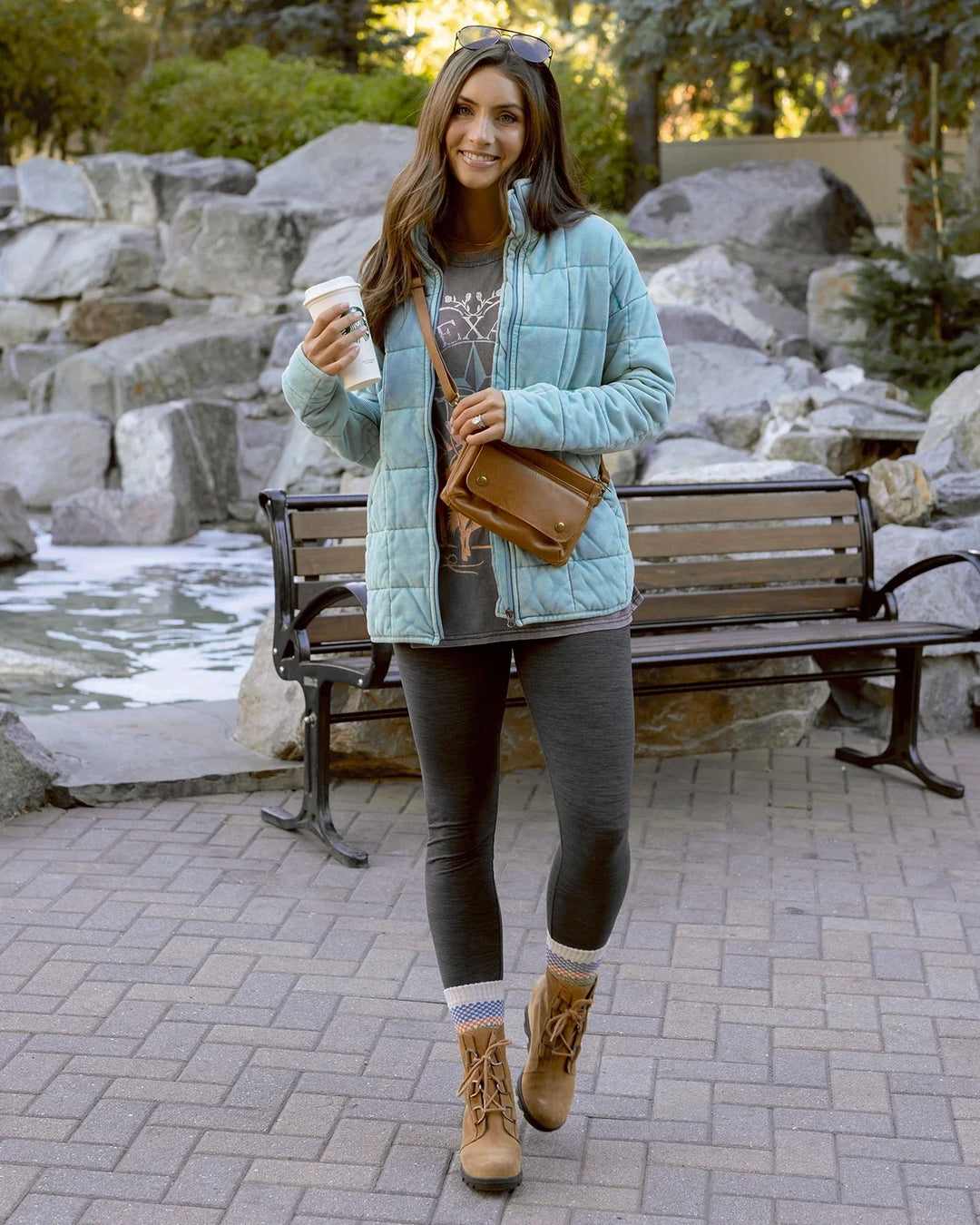 **PREORDER** Grace and Lace | Mineral Washed Quilted Jacket | Icy Blue - ESTIMATED TO SHIP NOV 26