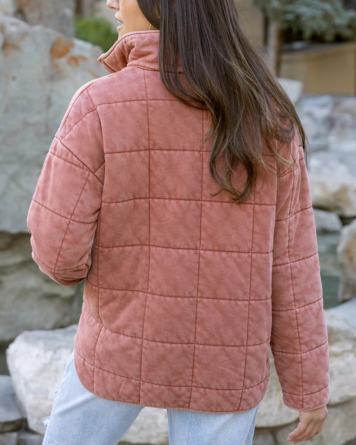 **PREORDER** Grace and Lace | Mineral Washed Quilted Jacket | Terracotta - ESTIMATED TO SHIP NOV 26