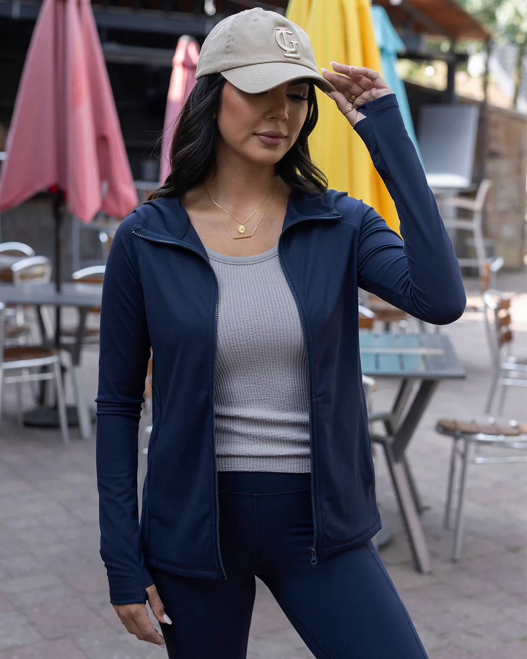 Grace and Lace | Best Athletic Zip Up Jacket | Navy