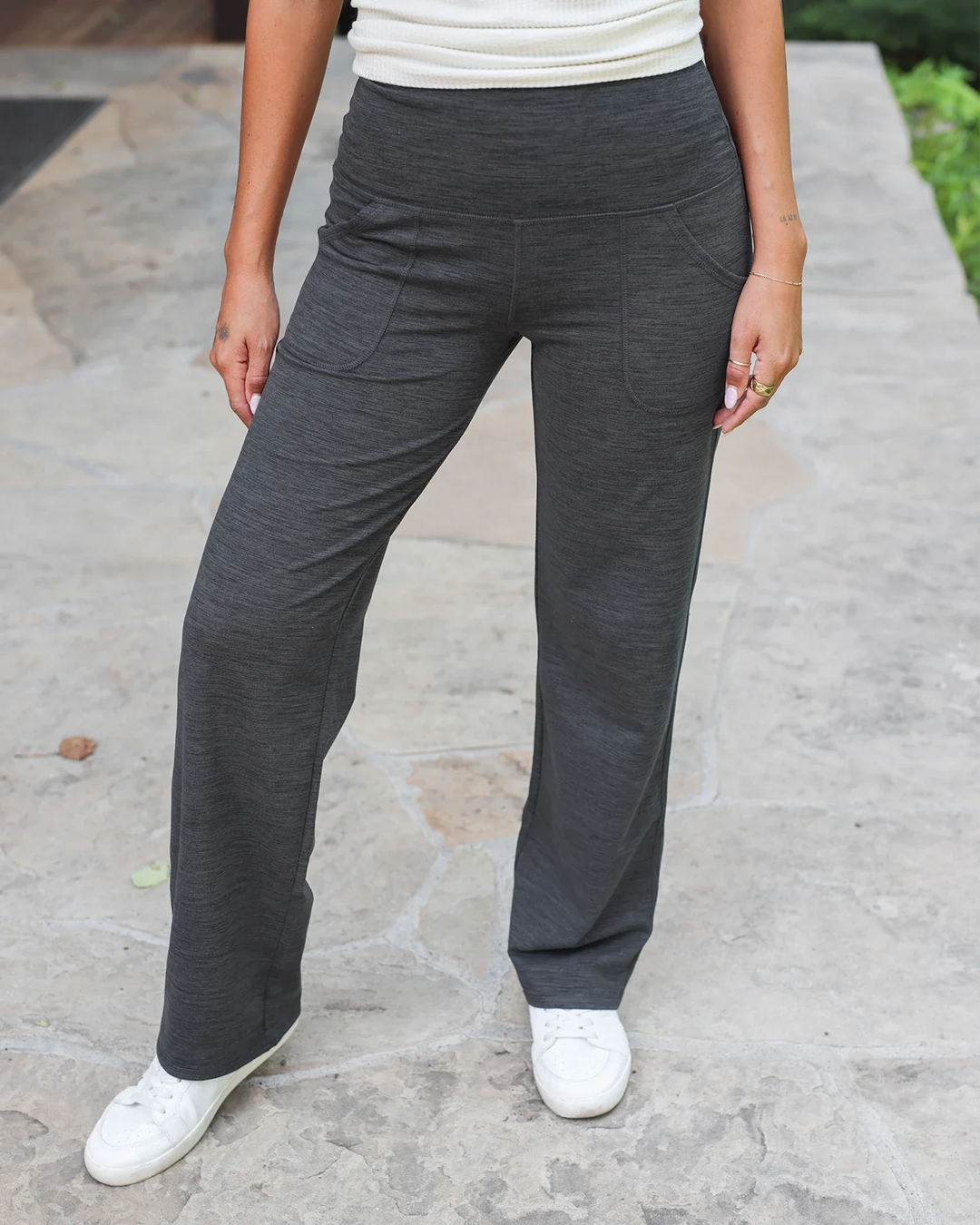 Grace and Lace | Fleece Lined Straight Leg Lounge Pants | Charcoal Grey