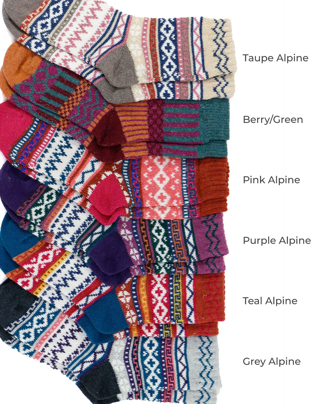 Grace and Lace | Knit Cozy Crew Socks | Pink Alpine