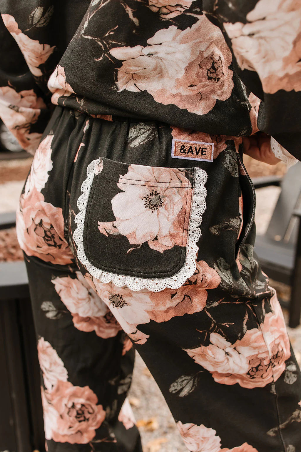 Ampersand Ave | Lace Pocket Joggers | Blush & Blooms